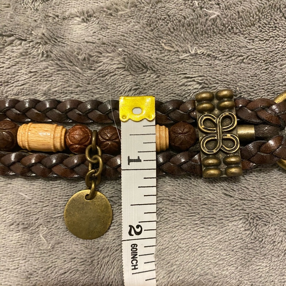 Elegant Brown Braided Belt with Charms - Picture 6 of 6